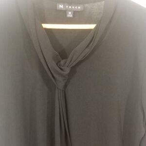 N Touch Long Sleeve Blouse with Wrap Collar Size M